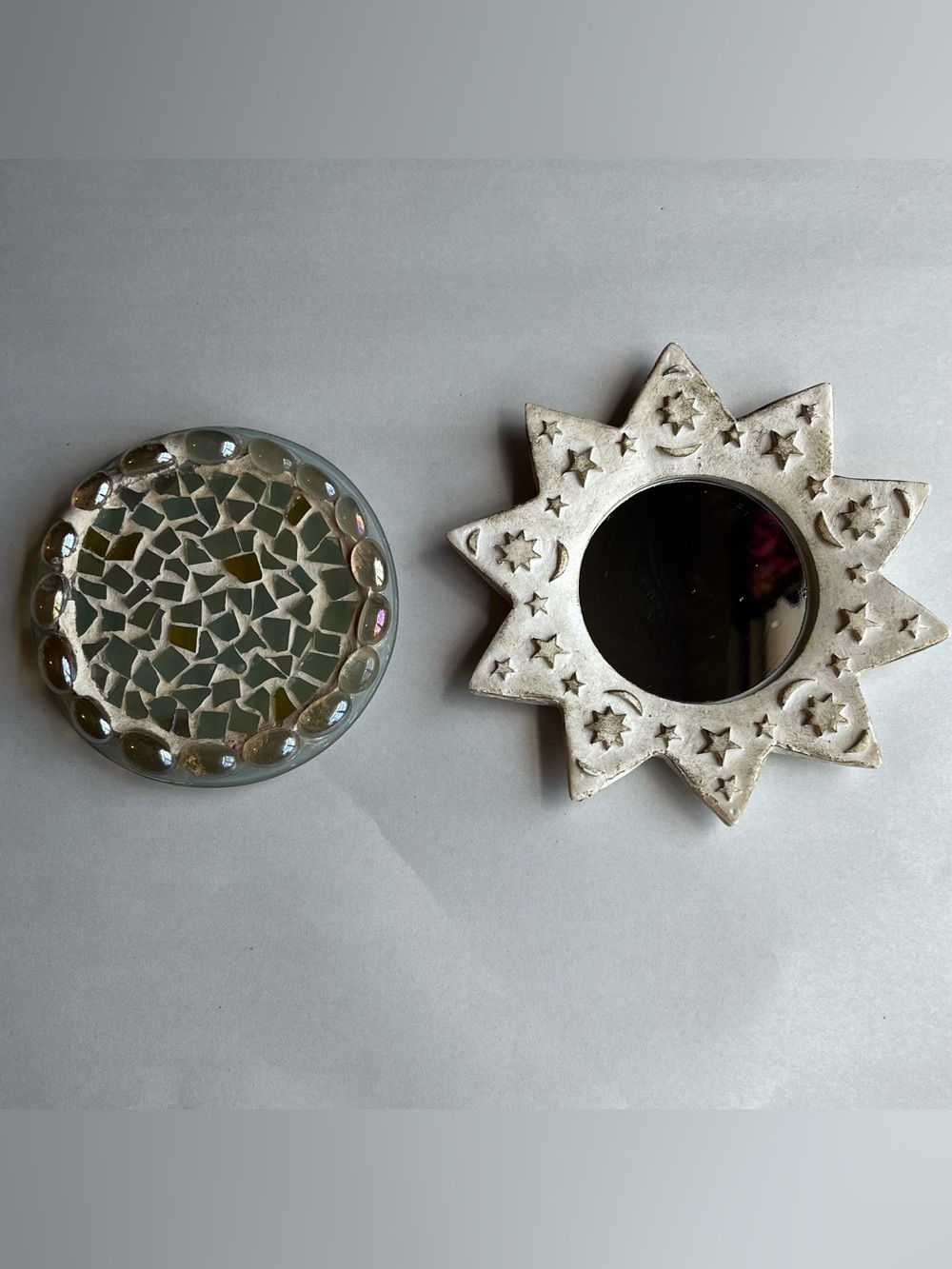 Vintage Sun Moon Stars Small Wall Mirror Tiled Coaster - Bundle of 2